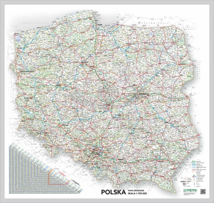 Polska 1:750 000. Mapa drogowa (samochodowa) w ramie wydawnictwa Piętka