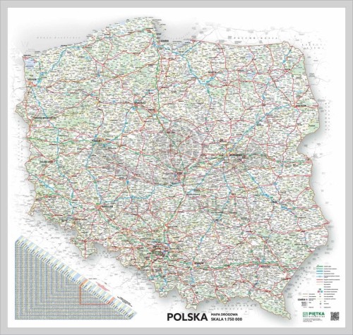 Polska 1:750 000. Mapa drogowa (samochodowa) do wpinania wydawnictwa Piętka
