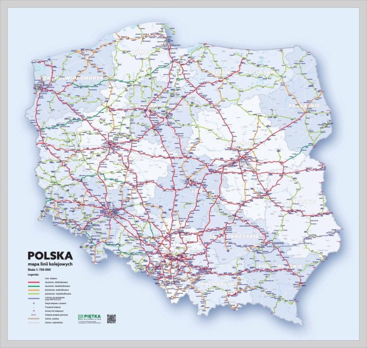 Polska 1:750 000. Mapa kolejowa w ramie wydawnictwa Piętka