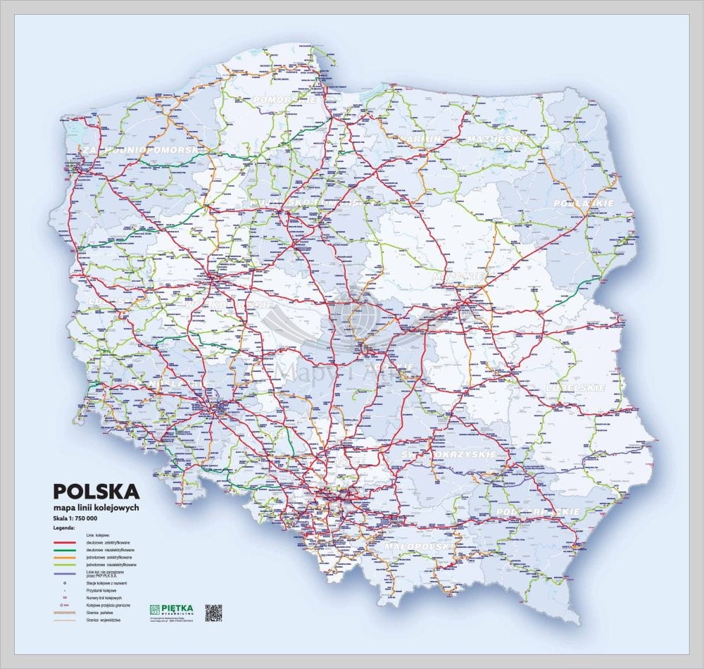 Polska 1:750 000. Mapa kolejowa do wpinania