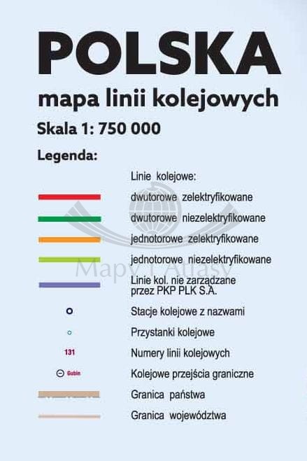 Polska 1:750 000. Mapa kolejowa do wpinania wydawnictwa Piętka. Legenda