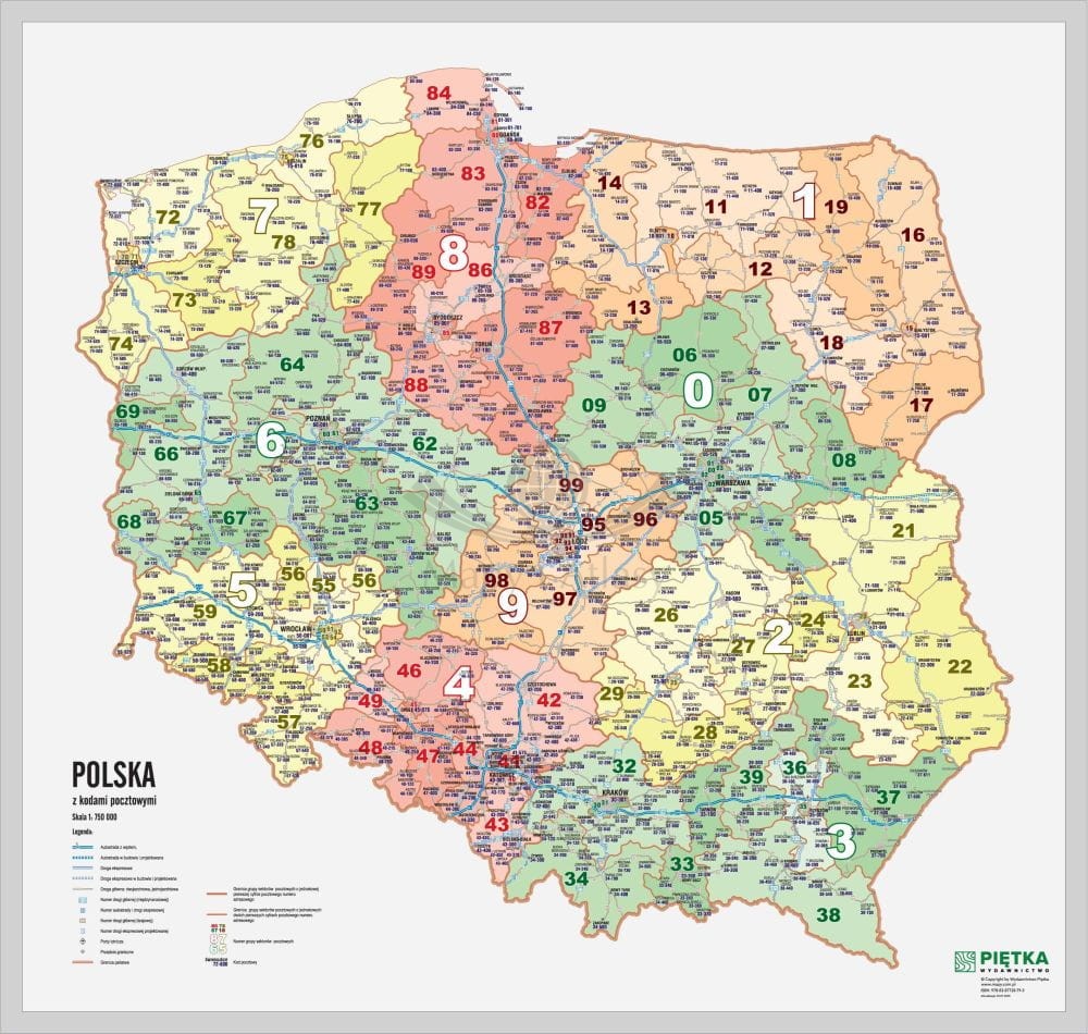 Polska 1:750 000. Mapa kodowa w ramie