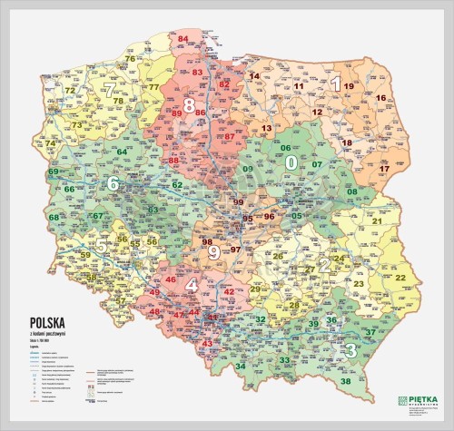 Polska 1:750 000. Mapa kodowa do wpinania wydawnictwa Piętka