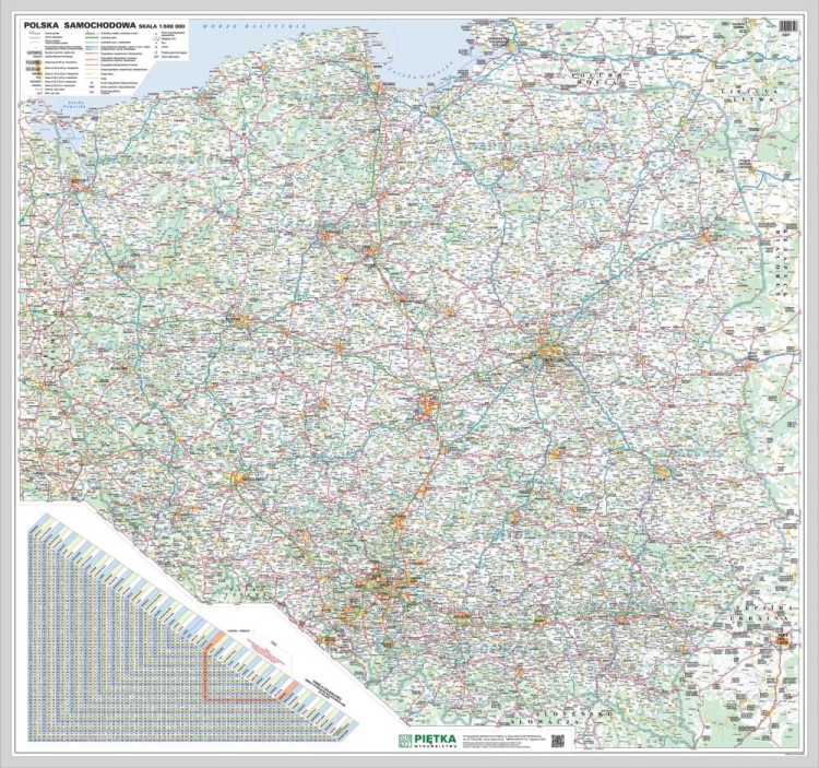 Polska 1:500 000. Mapa samochodowa do wpinania wydawnictwa Piętka