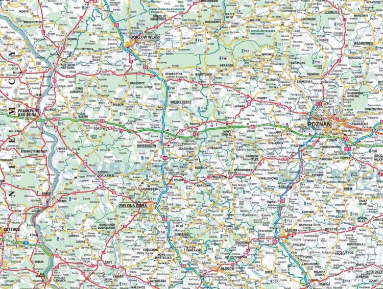 Polska 1:500 000. Mapa samochodowa w ramie wydawnictwa Piętka. Fragment 3