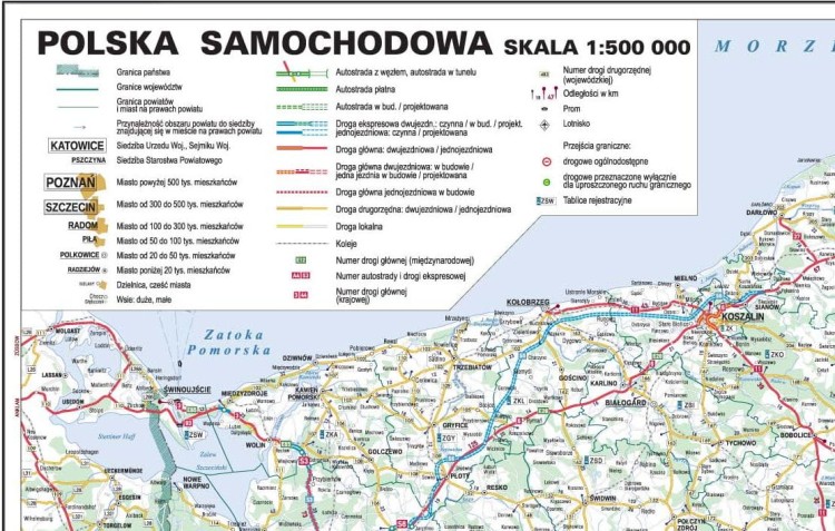 Polska 1:500 000. Mapa samochodowa w ramie wydawnictwa Piętka. Legenda