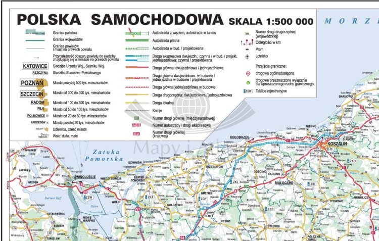 Polska 1:500 000. Mapa samochodowa magnetyczna wydawnictwa Piętka. Legenda