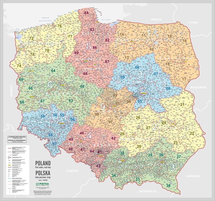 Polska 1:500 000. Mapa kodowa do wpinania