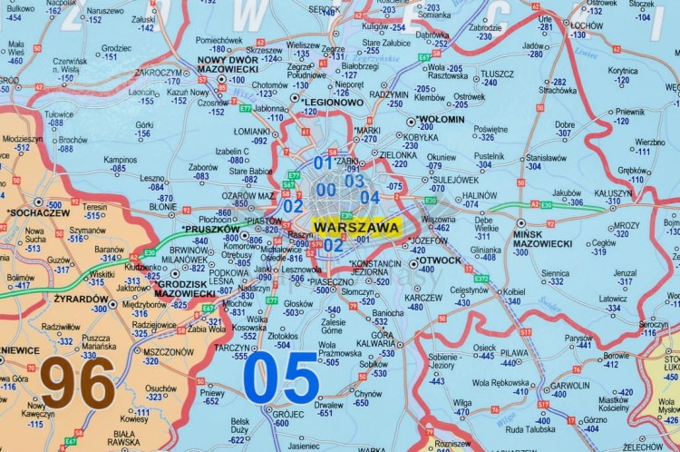Polska 1:500 000. Mapa kodowa w ramie wydawnictwa Piętka. Fragment 2