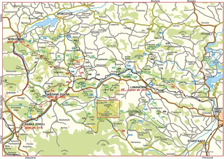 Beskid Wyspowy. Przewodnik wydawnictwa Rewasz. Mapa Beskidu Wyspowego