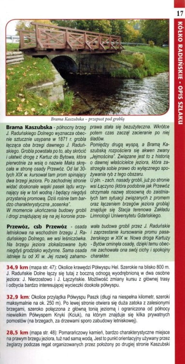 Kółko Raduńskie i Radunia. Przewodnik kajakowy wydawnictwa Cartomedia. Przykładowa strona