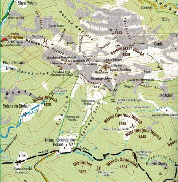 Tatry. Dolina Chochołowska. Mapa atrakcji turystycznych wydawnictwa Galileos. Fragment 2