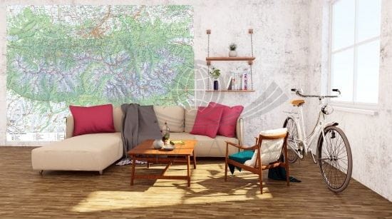 Tatry Polskie i Słowackie. Mapa ścienna turystyczna w formie tapety XXL wydawnictwa EKO-GRAF. Przykład aranżacji 2