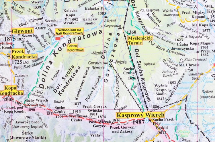 Tatry Polskie i Słowackie. Mapa ścienna turystyczna w formie tapety XXL wydawnictwa EKO-GRAF. Fragment 2