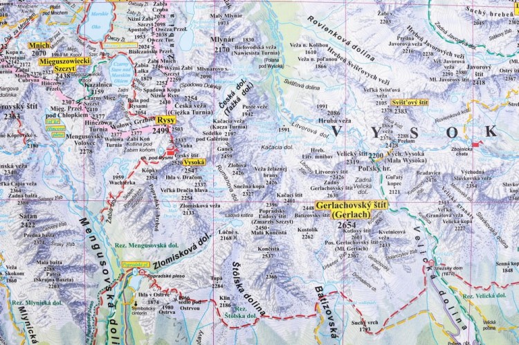 Tatry Polskie i Słowackie. Mapa ścienna turystyczna w formie tapety XXL wydawnictwa EKO-GRAF. Fragment 3