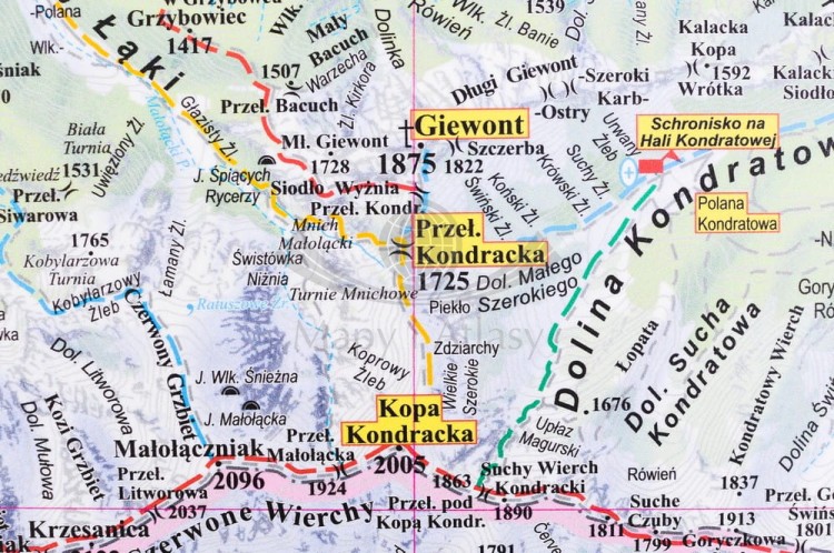 Tatry Polskie i Słowackie. Mapa ścienna turystyczna w formie tapety XXL wydawnictwa EKO-GRAF. Fragment 5