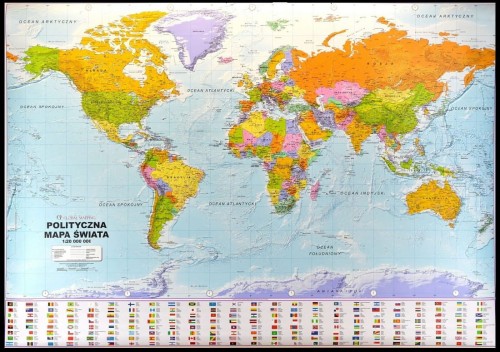 Świat 1:30 000 000. Mapa polityczna w wersji do wpinania. Wydawnictwo Global Mapping