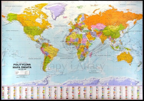 Świat 1:30 000 000. Mapa polityczna w wersji magnetycznej. Wydawnictwo Global Mapping