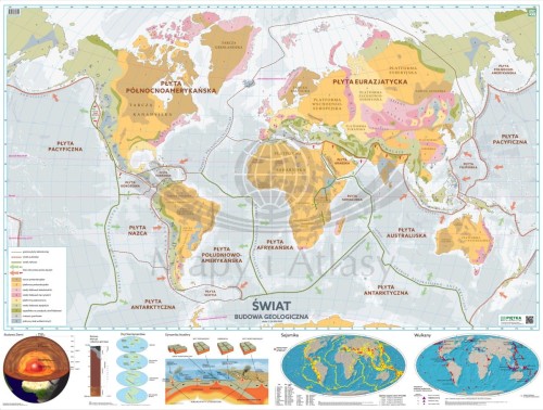 Świat. Budowa geologiczna. Mapa szkolna