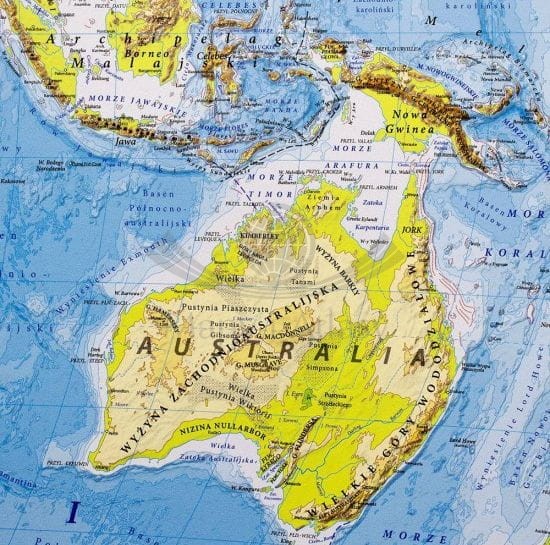 Świat 1:18 000 000. Mapa fizyczna w wersji do wpinania. Wydawnictwo Eko-Graf. Fragment 7