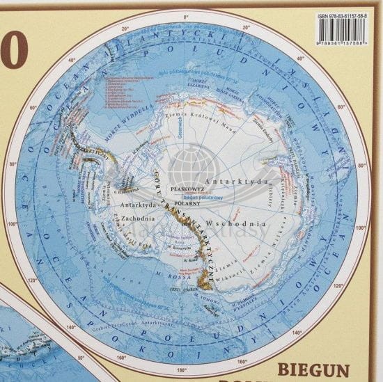 Świat 1:18 000 000. Mapa fizyczna w wersji do wpinania. Wydawnictwo Eko-Graf. Fragment 10