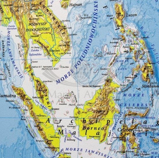 Świat 1:18 000 000. Mapa fizyczna w wersji magnetycznej. Wydawnictwo Eko-Graf. Fragment 5