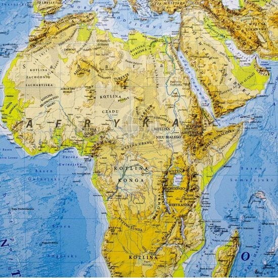 Świat 1:18 000 000. Mapa fizyczna w wersji magnetycznej. Wydawnictwo Eko-Graf. Fragment 6