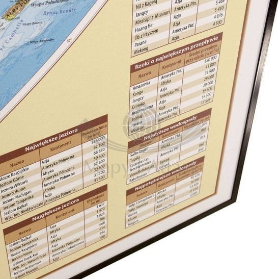 Świat 1:18 000 000. Mapa fizyczna w wersji magnetycznej. Wydawnictwo Eko-Graf. Rama 2