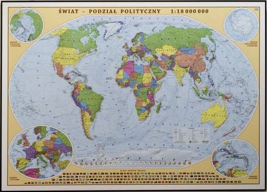 Świat 1:18 000 000. Mapa polityczna w wersji do wpinania. Wydawnictwo Eko-Graf