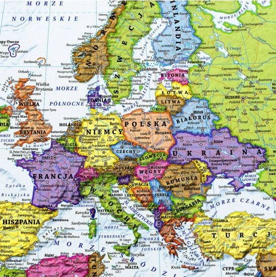 Świat 1:18 000 000. Mapa polityczna w wersji do wpinania. Wydawnictwo Eko-Graf. Fragment 1
