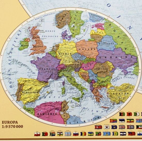 Świat 1:18 000 000. Mapa polityczna w wersji do wpinania. Wydawnictwo Eko-Graf. Fragment 10