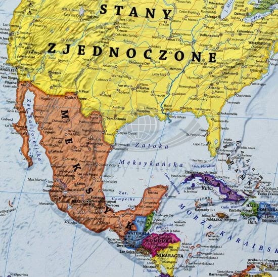 Świat 1:18 000 000. Mapa polityczna w wersji magnetycznej. Wydawnictwo Eko-Graf. Fragment 4