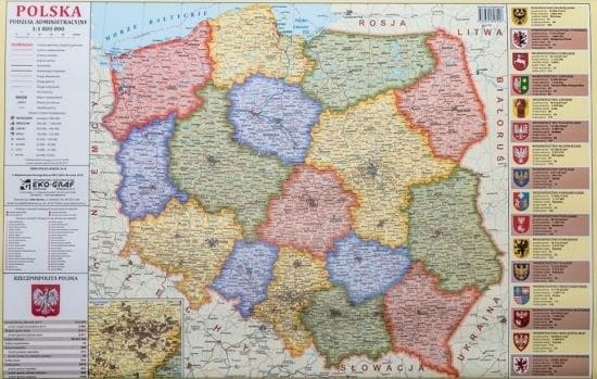 Polska 1:1 800 000. Magnetyczna mapa administracyjna