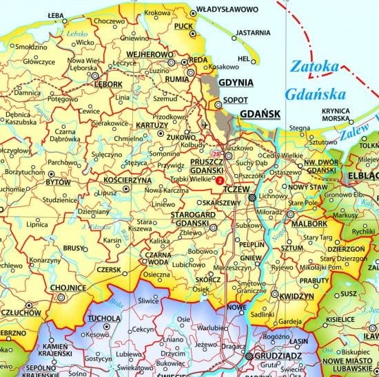 Polska 1:1 800 000. Magnetyczna mapa administracyjna. Fragment 1