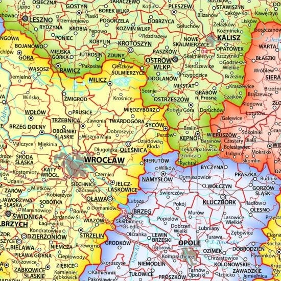 Polska 1:1 800 000. Magnetyczna mapa administracyjna. Fragment 3