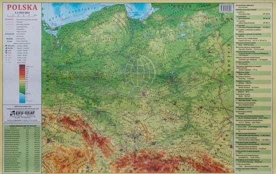Polska 1:1 800 000. Magnetyczna mapa fizyczna