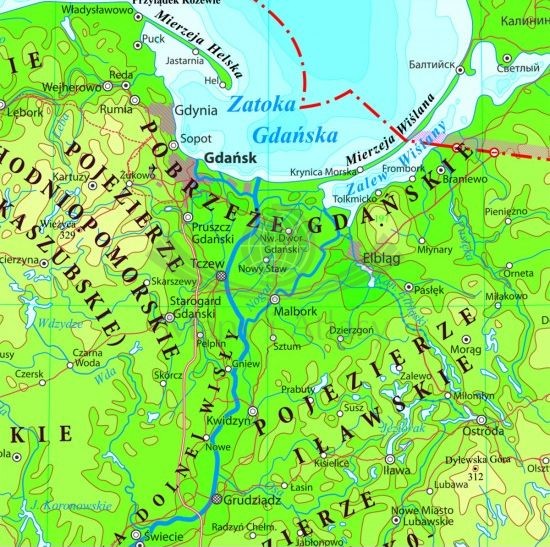 Polska 1:1 800 000. Magnetyczna mapa fizyczna. Fragment 1