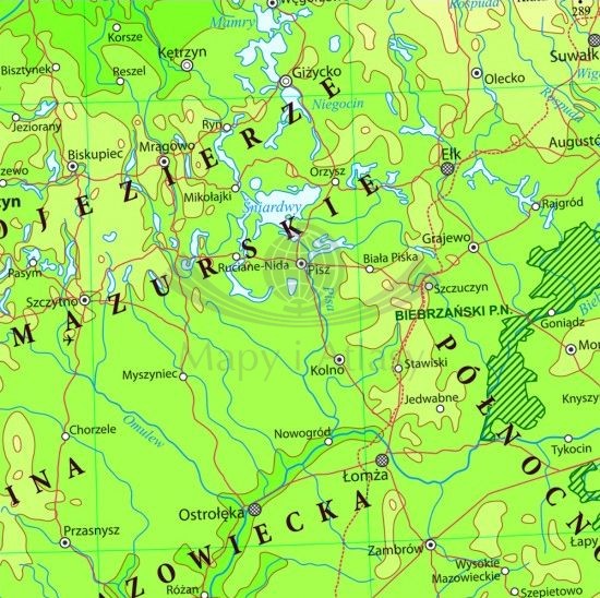 Polska 1:1 800 000. Magnetyczna mapa fizyczna. Fragment 2