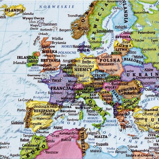 Świat 1:60 000 000. Polityczna mapa magnetyczna. Fragment 2