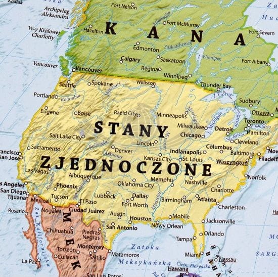 Świat 1:60 000 000. Polityczna mapa magnetyczna. Fragment 4