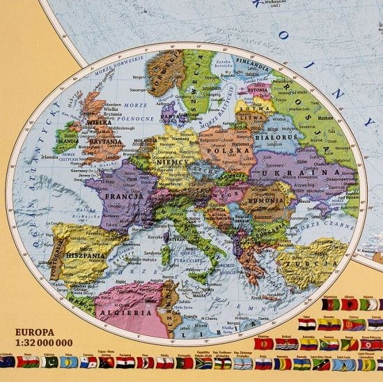 Świat 1:60 000 000. Polityczna mapa magnetyczna. Fragment 6