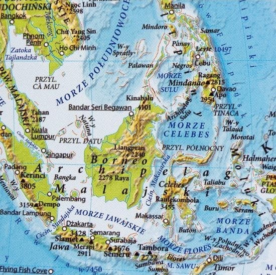 Świat 1:60 000 000. Fizyczna mapa magnetyczna. Fragment 1