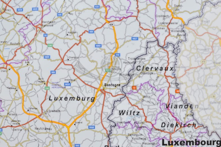 Beneluks. Mapa ścienna drogowa. Interkart. Fragment 3