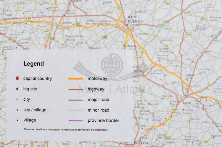 Beneluks. Mapa ścienna drogowa. Interkart. Legenda