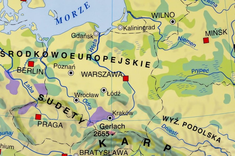 Europa. Mapa ścienna krajobrazowa Nowa Era. Fragment 1