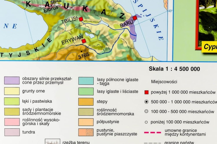 Europa. Mapa ścienna krajobrazowa Nowa Era. Legenda