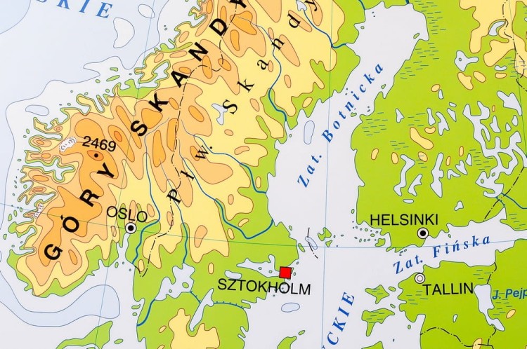 Europa. Mapa ścienna ukształtowanie powierzchni. Nowa Era. Fragment 2