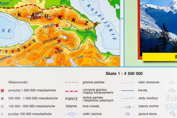 Europa. Mapa ścienna ukształtowanie powierzchni. Nowa Era. Legenda