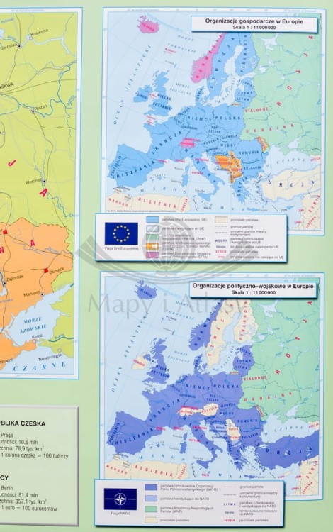 Polska w Europie. Mapa ścienna polityczna Nowa Era. Dodatkowe mapy