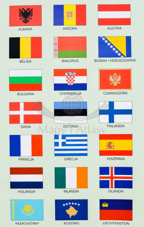 Europa. Mapa ścienna polityczna Nowa Era. Flagi